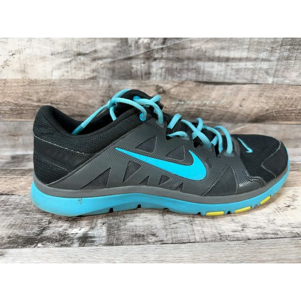 Womens Nike Flex Supreme Trainer 2 Black Gamma Blue 2014 DS Sneakers Shoes Sz 10